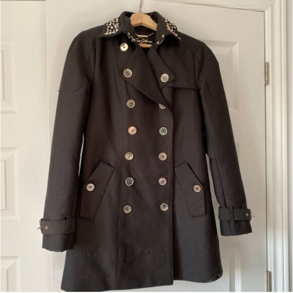 Black Sam Edelman Trench Coat with studded collar - XS - Picture 5 of 5